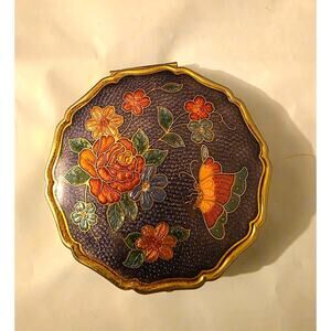 Vintage Roses Butterfly Gold Mirrored Compact